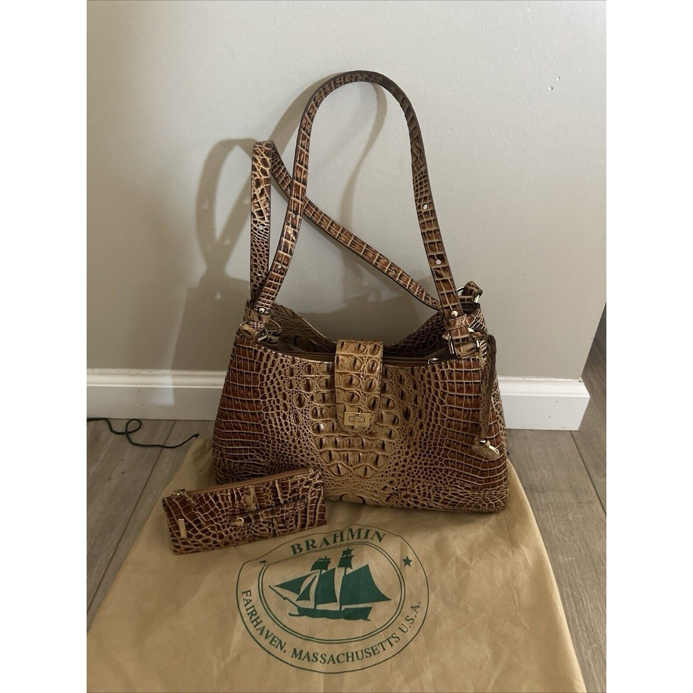 Brahmin‎ Madelyn Toasted Almond Hobo Shoulder Bag W/credit Card Wallet
